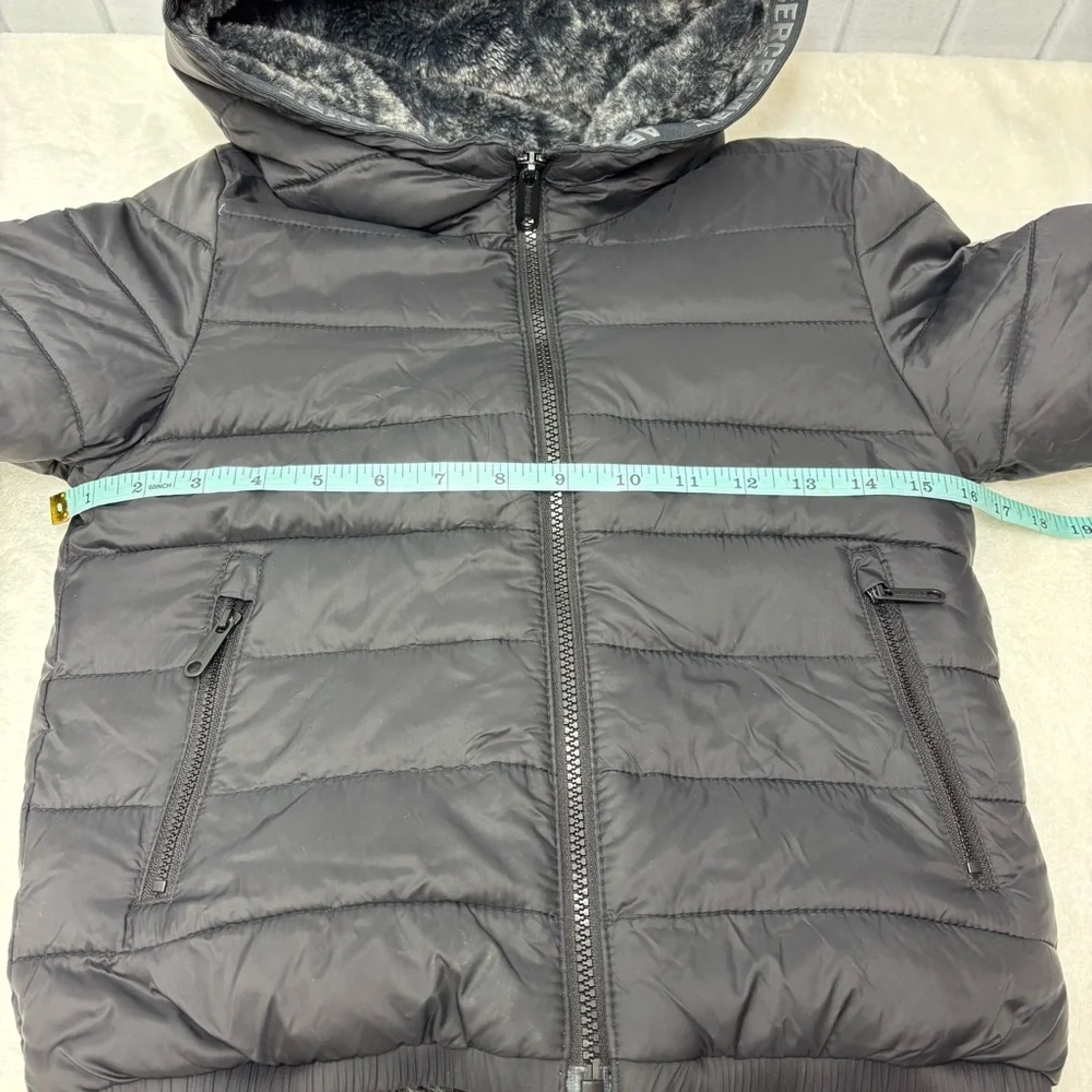 Abercrombie Kids Black Puffer Warm Jacket faux fur lining Size‎ 5/6